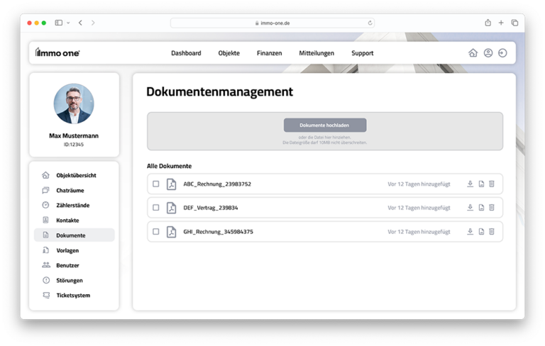 Dokumente Ihrer Immobilien managen über Immobilienverwaltung Software