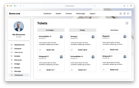 Immo One | Immobilienverwaltung Software Ticketsystem